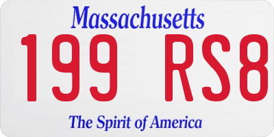 MA license plate 199RS8