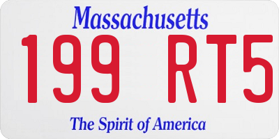 MA license plate 199RT5