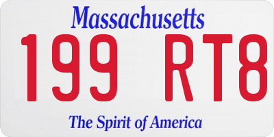 MA license plate 199RT8