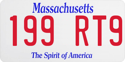 MA license plate 199RT9