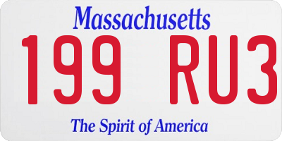 MA license plate 199RU3