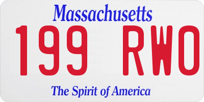 MA license plate 199RW0