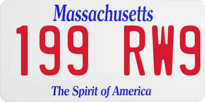 MA license plate 199RW9
