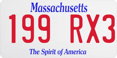 MA license plate 199RX3