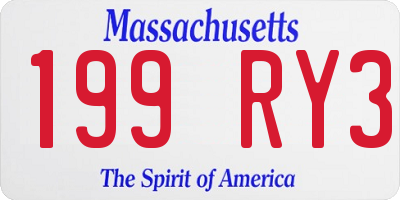 MA license plate 199RY3