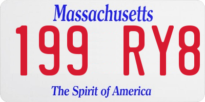 MA license plate 199RY8