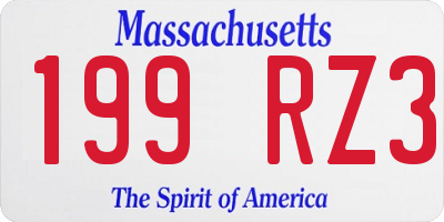MA license plate 199RZ3