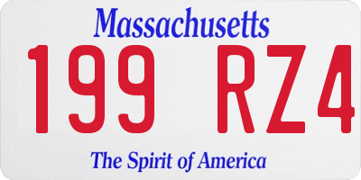 MA license plate 199RZ4