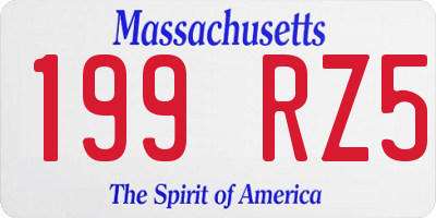 MA license plate 199RZ5