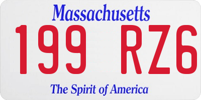 MA license plate 199RZ6
