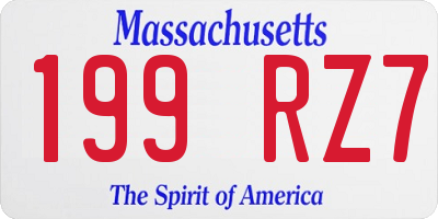 MA license plate 199RZ7
