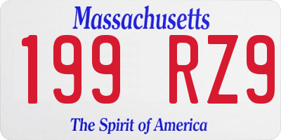 MA license plate 199RZ9