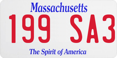 MA license plate 199SA3