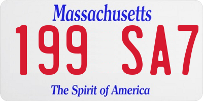 MA license plate 199SA7
