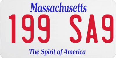 MA license plate 199SA9