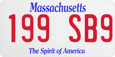 MA license plate 199SB9