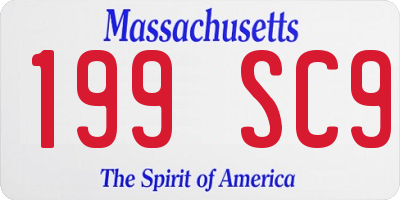 MA license plate 199SC9