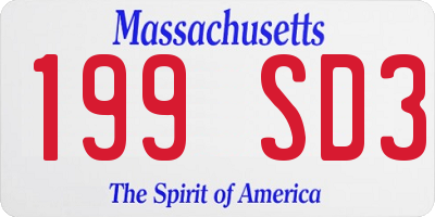 MA license plate 199SD3