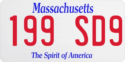 MA license plate 199SD9