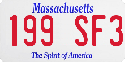 MA license plate 199SF3