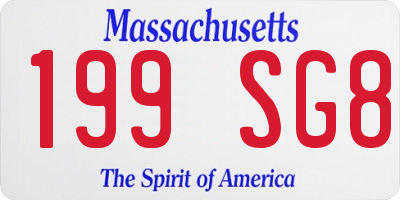 MA license plate 199SG8