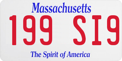 MA license plate 199SI9
