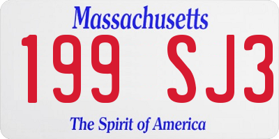 MA license plate 199SJ3