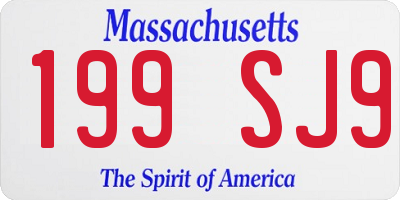 MA license plate 199SJ9