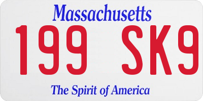 MA license plate 199SK9