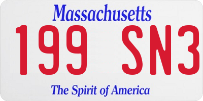 MA license plate 199SN3