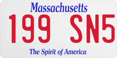 MA license plate 199SN5