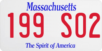 MA license plate 199SO2