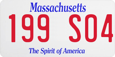 MA license plate 199SO4