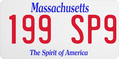 MA license plate 199SP9