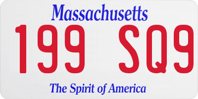 MA license plate 199SQ9