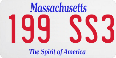 MA license plate 199SS3