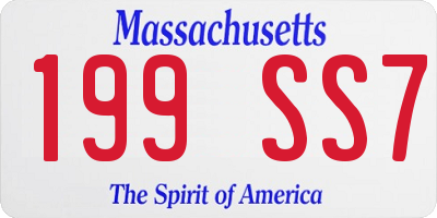 MA license plate 199SS7