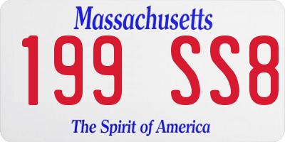 MA license plate 199SS8