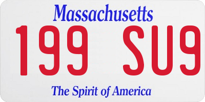 MA license plate 199SU9