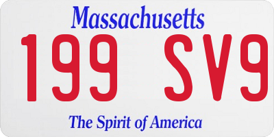MA license plate 199SV9