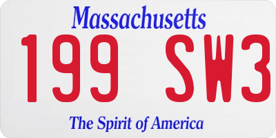 MA license plate 199SW3