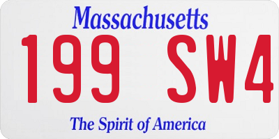 MA license plate 199SW4