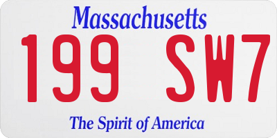 MA license plate 199SW7