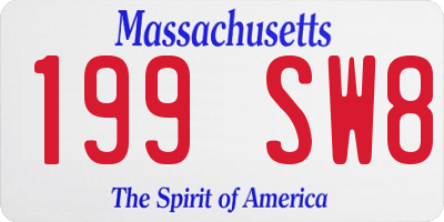 MA license plate 199SW8