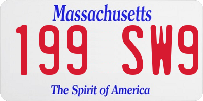 MA license plate 199SW9