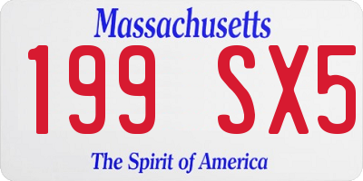 MA license plate 199SX5