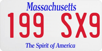 MA license plate 199SX9