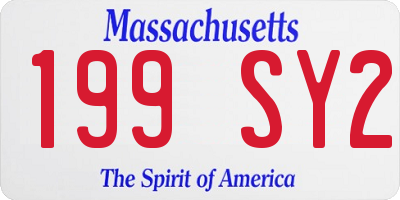 MA license plate 199SY2
