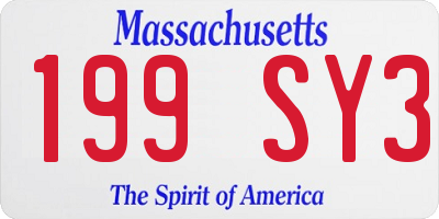 MA license plate 199SY3