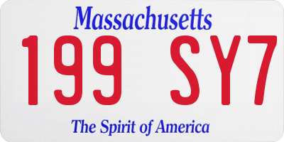 MA license plate 199SY7